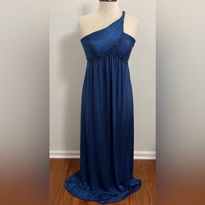 Adrianna Papell Twist One Shoulder Beaded Maxi Dress NWT